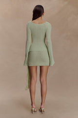 Elowen Knit Cowl Long Sleeve Top - Pastel Green