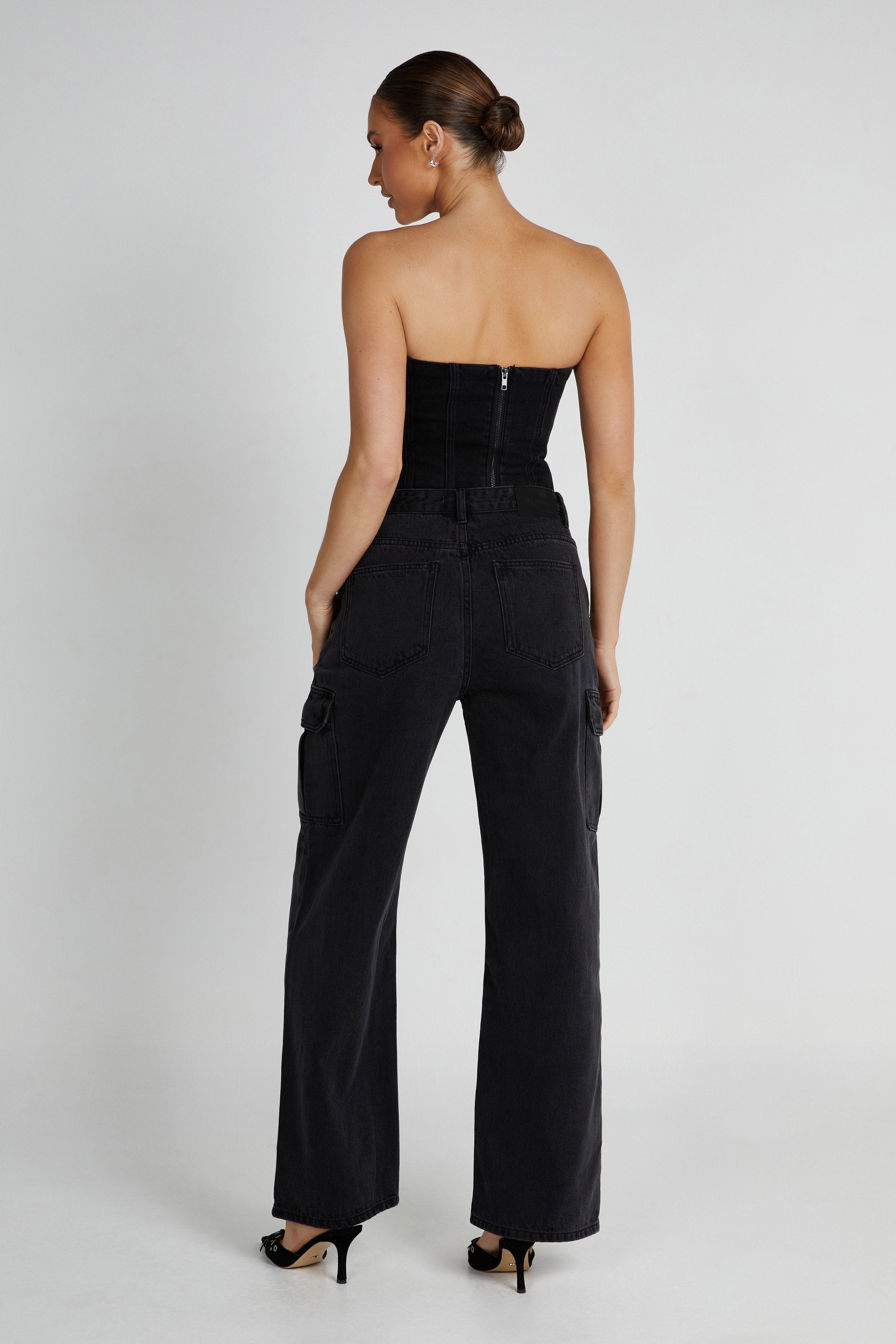 Jagger Mid Rise Oversized Denim Jean - Washed Black