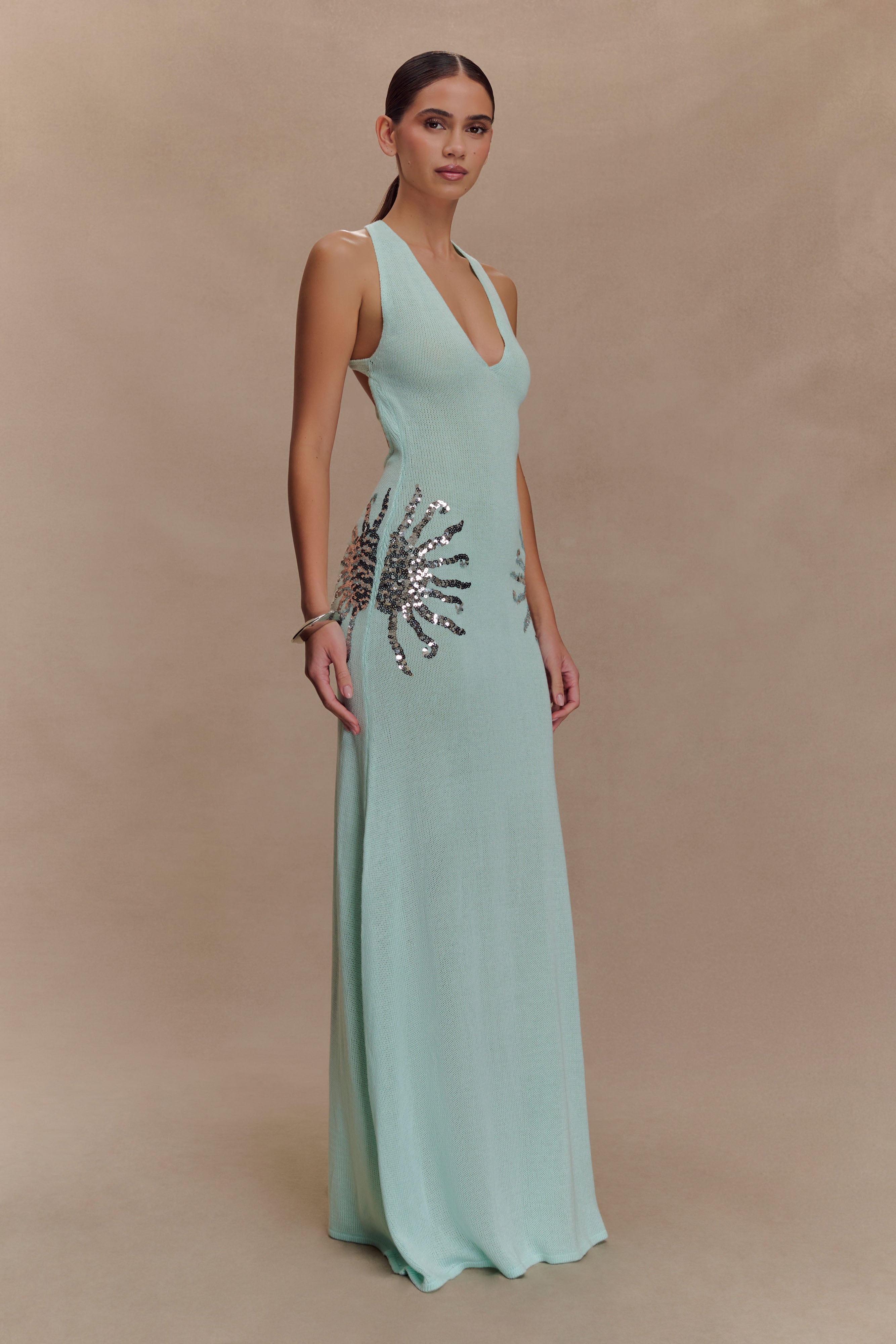 Ellington Knit Maxi Dress With Sequin - Lagoon