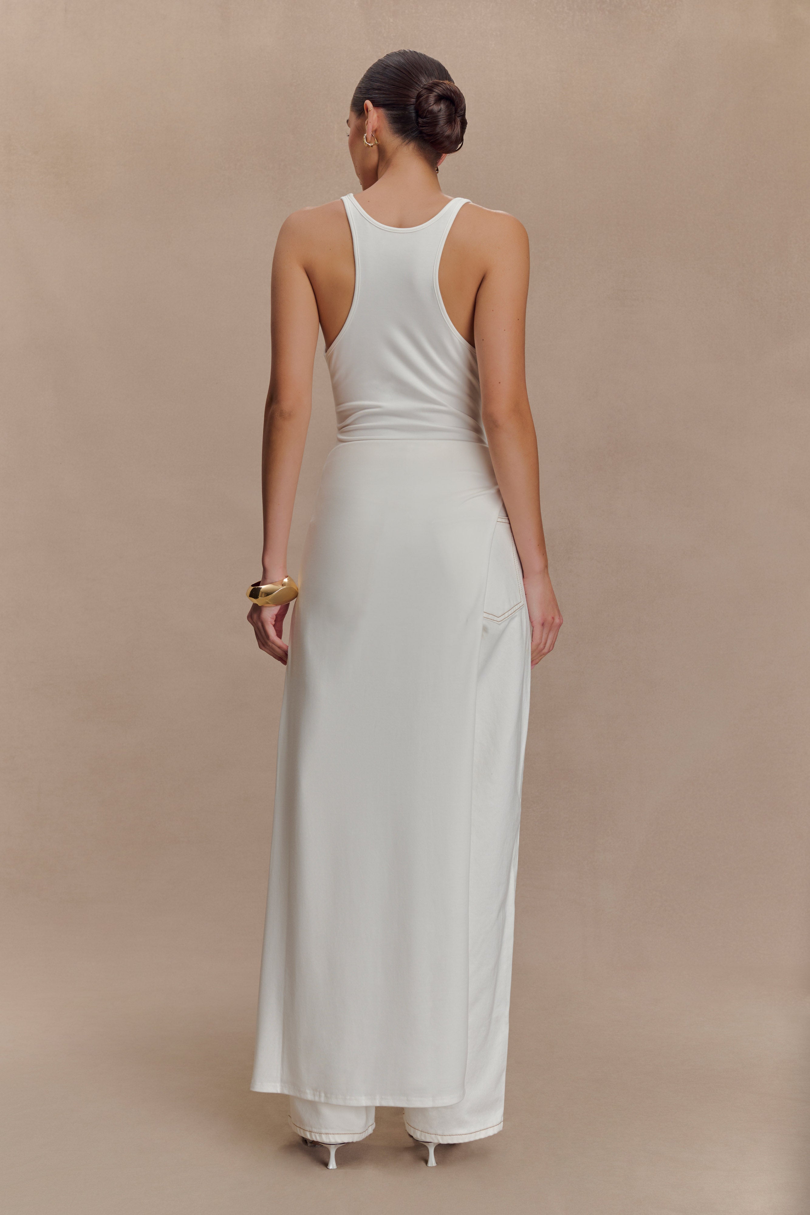 Ellerie Longline Racerback Top - White