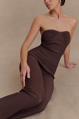 Elodie Strapless Cupped Knit Top - Chocolate