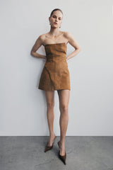 Andy Faux Suede Mini Dress - Camel