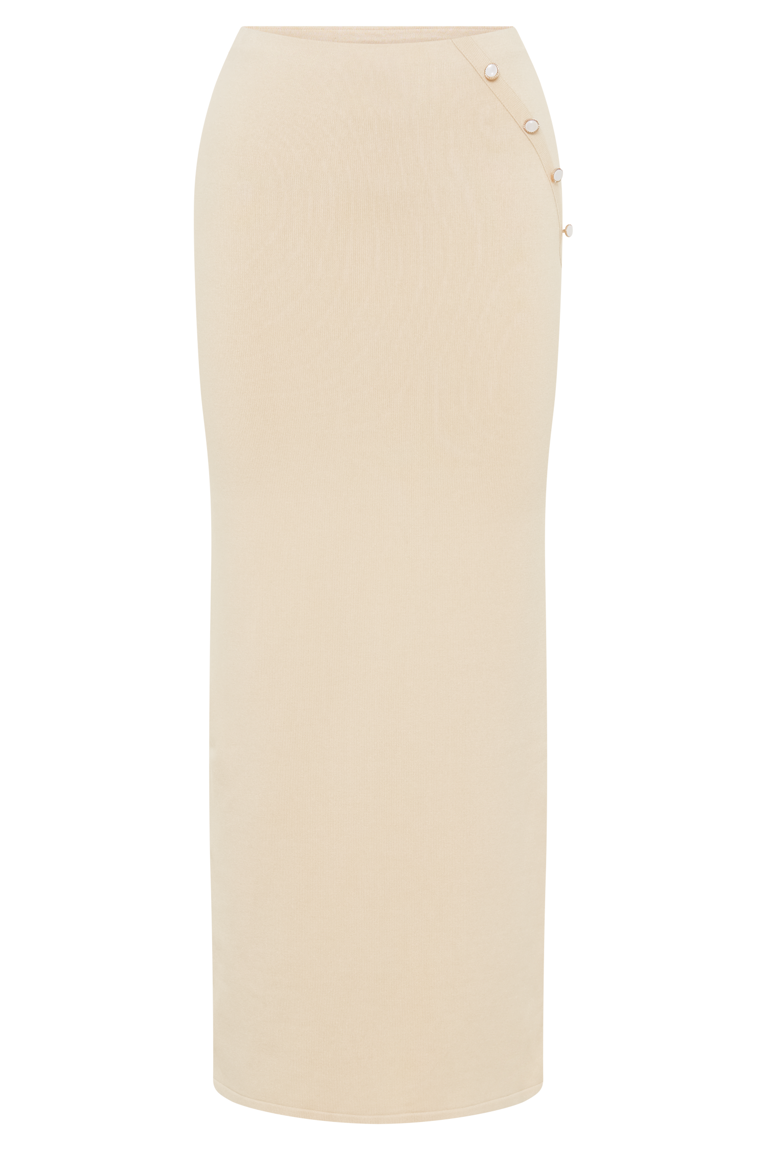 Maisie Buttoned Knit Maxi Skirt - Cream