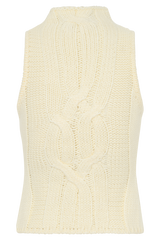 Roberta High Neck Cable Knit Top - Ivory