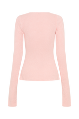 Noah Knit Tie Long Sleeve Top - Baby Pink
