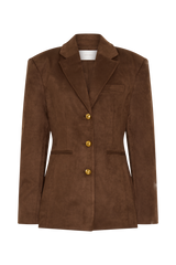 Sally Faux Suede Cinched Blazer - Milk Chocolate