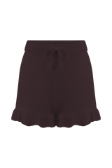 Eleanor Knit Frill Shorts - Chocolate
