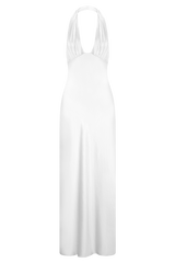 Alice Satin Halter Maxi Dress - White