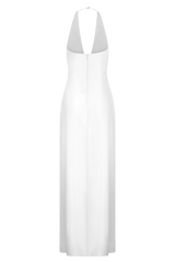 Alice Satin Halter Maxi Dress - White