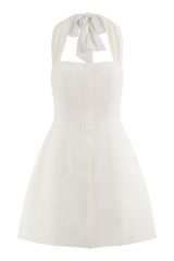 Anya Linen Halter Mini Dress - Oat Marle