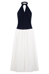 Ashwin Denim Cotton Midi Dress - Indigo Blue