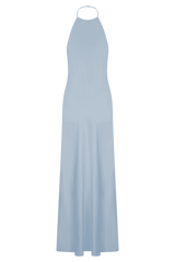 Bella Satin Halter Maxi Dress - Frosted Blue