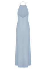 Bella Satin Halter Maxi Dress - Frosted Blue