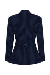 Bellamy Cinched Blazer - Navy Pinstripe