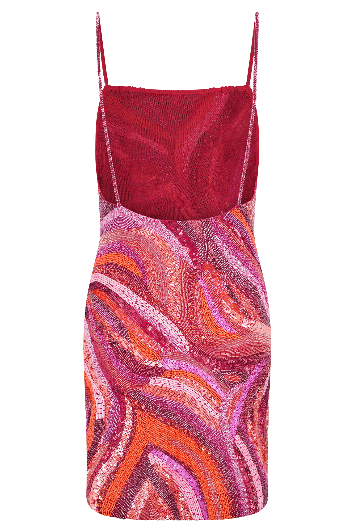 Eloise Hand Beaded Mini Dress - Pink Swirl Print