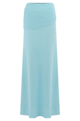 Petra Ruched Knit Maxi Skirt - Light Blue