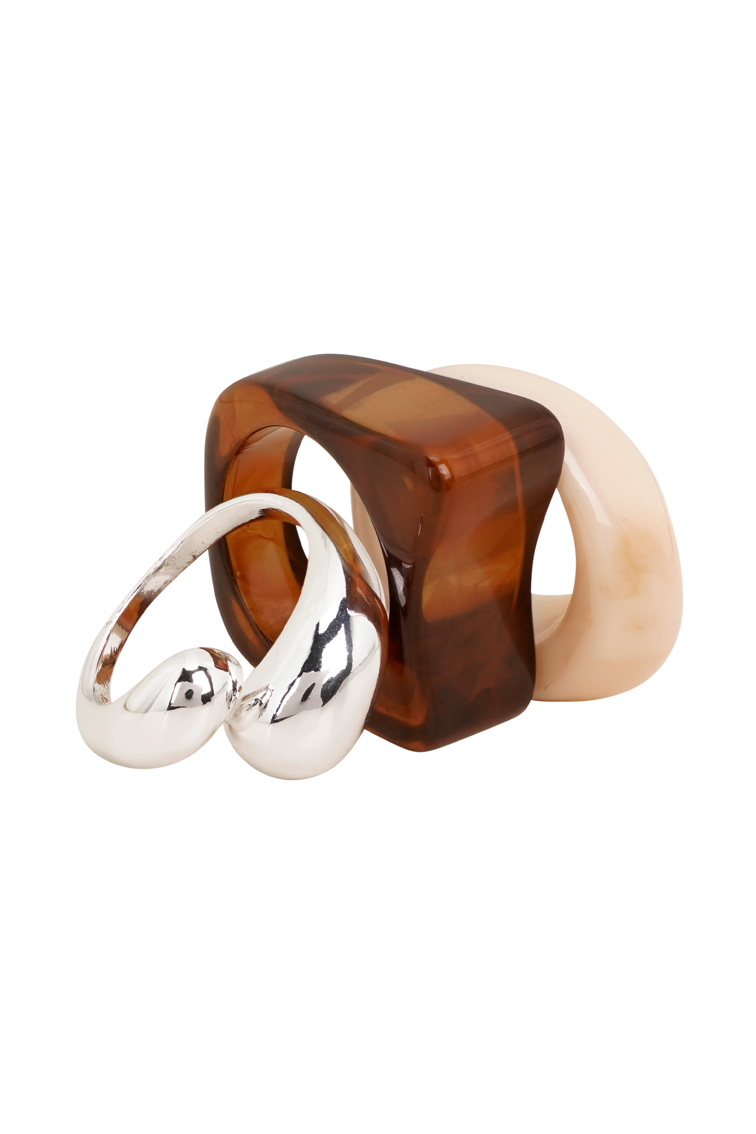 Romeo 3 Stack Ring Set - Silver