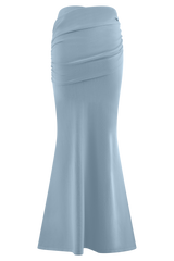 Irene Gathered Knit Maxi Skirt - Blue