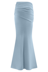 Irene Gathered Knit Maxi Skirt - Blue