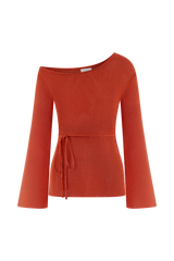 Reagan Off Shoulder Knit Top - Orange